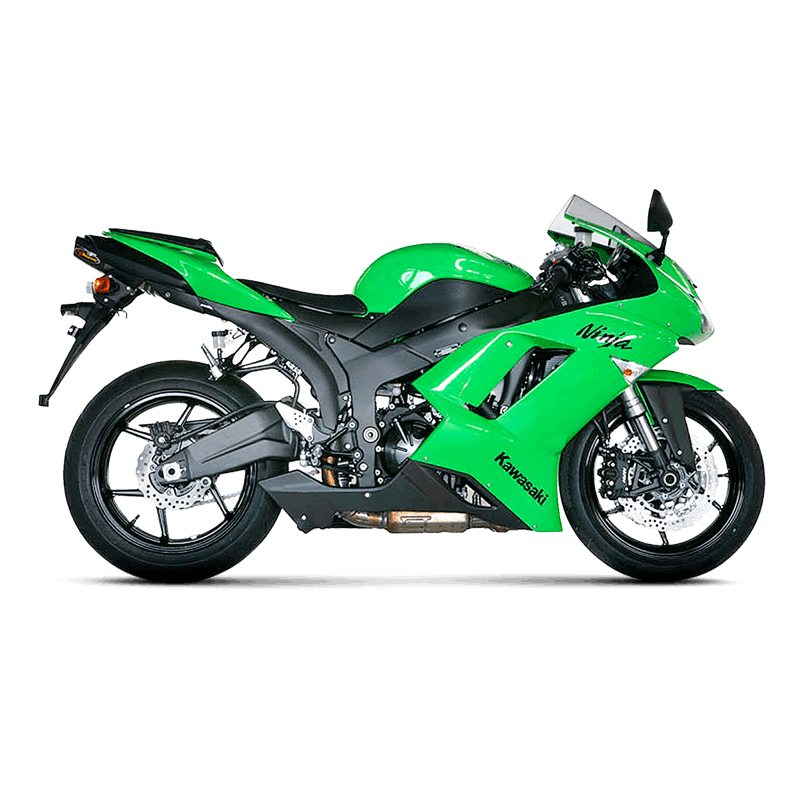 Akrapovic Slip-On Line titanium silencer with carbon end cap on Kawasaki ZX-6R 2007-2008
