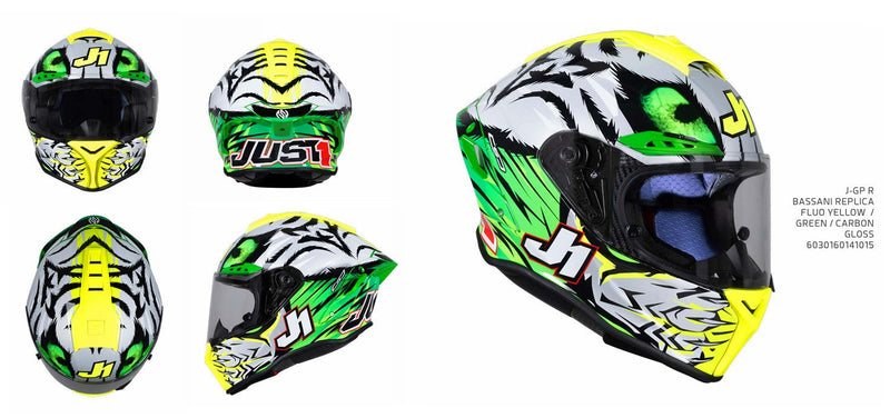 Just1 J-GPR helmet Axel Bassani Replica 2024 gloss carbon fibre livery