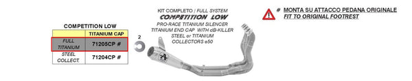 Arrow Pro-Race Low titanium full exhaust system on BMW S1000RR K67, part 71205CP