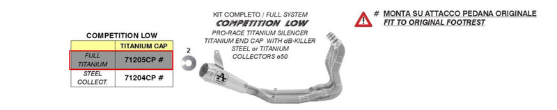 Arrow Pro-Race Low titanium full exhaust system on BMW S1000RR K67, part 71205CP