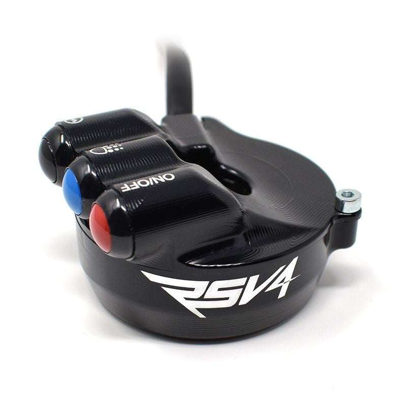 JetPrime aluminium throttle housing with integrated handlebar switch for Aprilia RSV4 1100 Factory RF RR