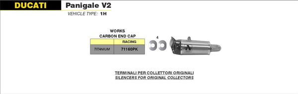 Arrow 71160PK titanium slip-on silencer with carbon end cap for Ducati Panigale V2 955