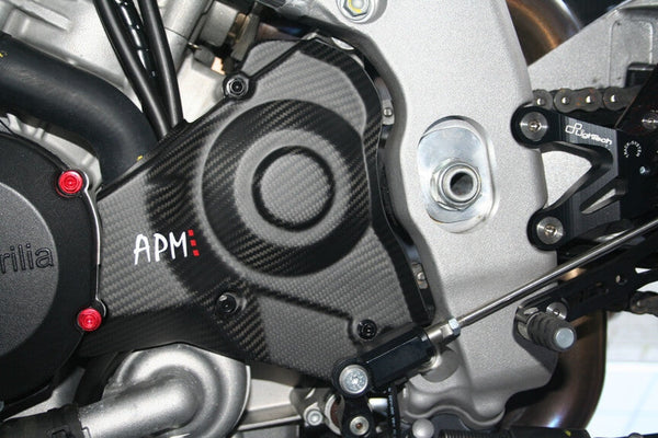 Fullsix carbon sprocket cover for Aprilia RSV4 RR RF 1100 Factory 2009–2020, 245 twill weave