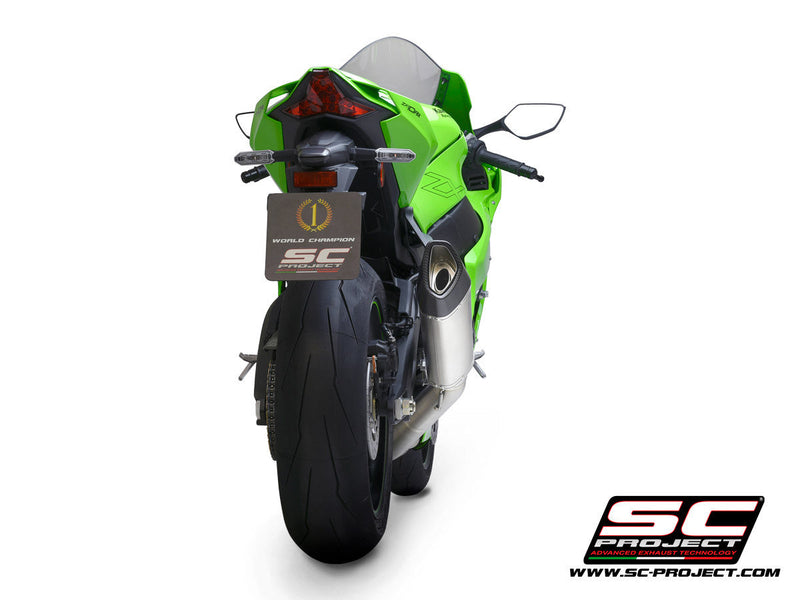 SC-Project SC1-R carbon slip-on exhaust with titanium catalyst pipe for Kawasaki ZX-10 R/RR 2021-2026
