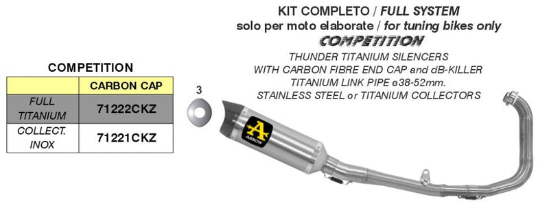 Arrow 71222CKZ Competition full titanium exhaust system on Yamaha YZF-R3