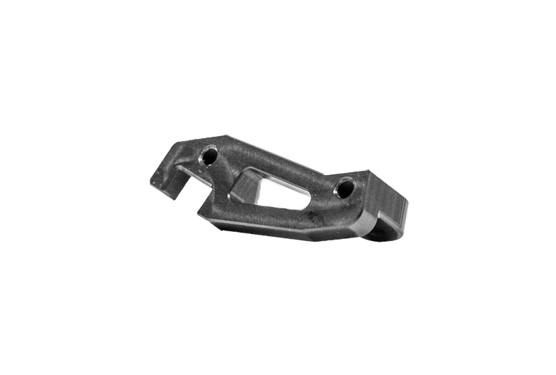 TGP anodised black aluminium mudguard bracket for Öhlins SBK fork on Ducati Panigale V4