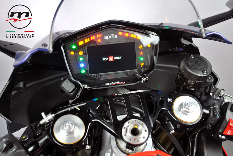 Melotti Racing black anodised dashboard protection for Aprilia RS 660, part DC.AP.7211
