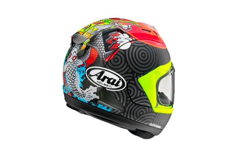 Arai RX-7V Evo full-face helmet in Tatsuki matte graphic finish