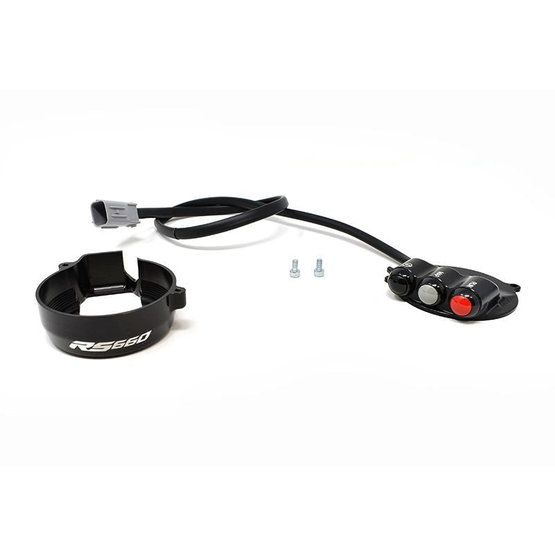 JetPrime aluminium throttle housing with integrated handlebar switch for Aprilia RS 660