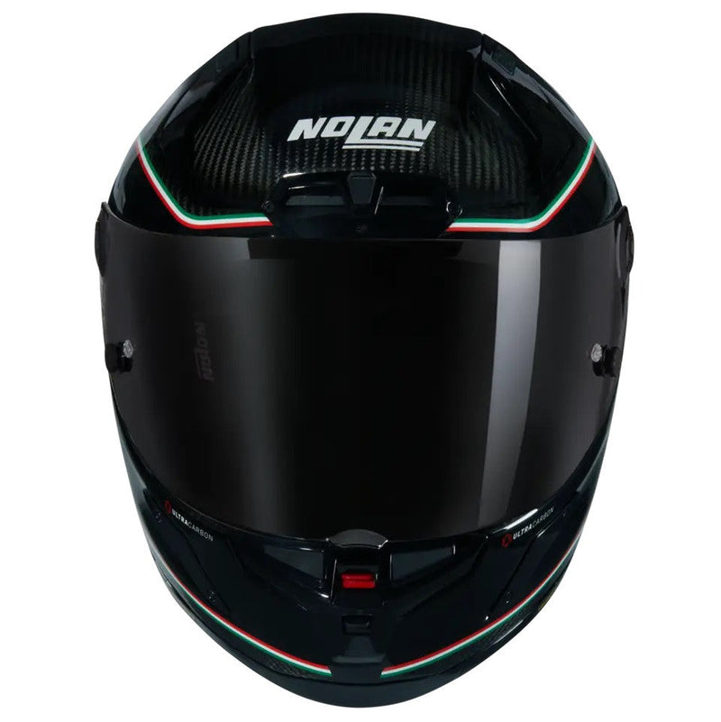Nolan X-804 RS Ultra Carbon full-face helmet in Asso di Picche 341 gloss black and red livery