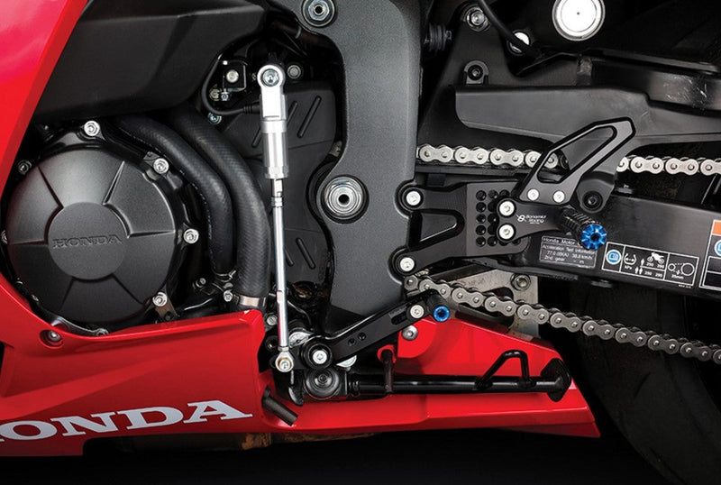 Bonamici Racing H018 black anodised rearsets for Honda CBR 600 RR PC69 2024-2026