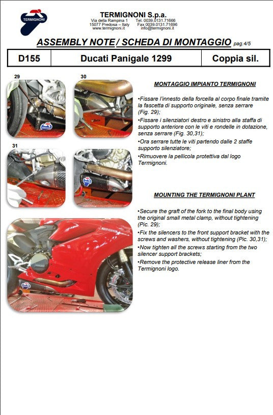 Termignoni carbon slip-on silencer kit for Ducati Panigale 1199 R S 2012-2017