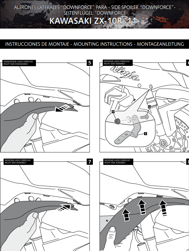 Puig model 9882 downforce sport winglets for Kawasaki ZX-10 R/RR 2011–2020