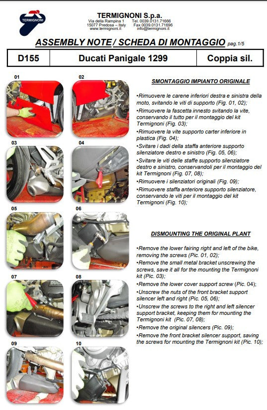 Termignoni carbon slip-on silencer kit Ducati Panigale 959 titanium SBK-style
