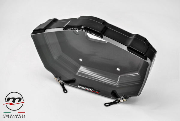 Melotti Racing black anodised dashboard protection for Aprilia RS 660, part DC.AP.7211
