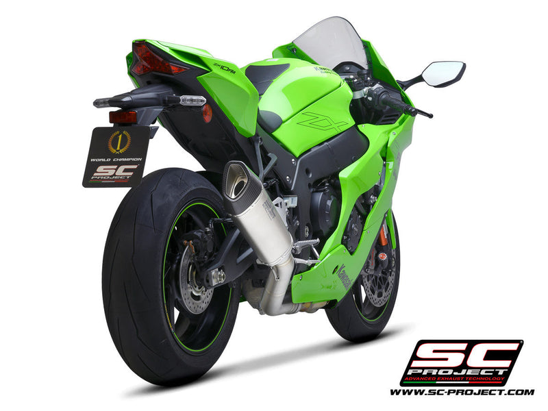 SC-Project SC1-R carbon slip-on exhaust with titanium catalyst pipe for Kawasaki ZX-10 R/RR 2021-2026