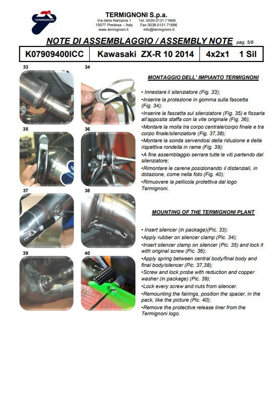 Termignoni titanium full exhaust system with carbon silencer on Kawasaki ZX-10 R/RR 2016-2020