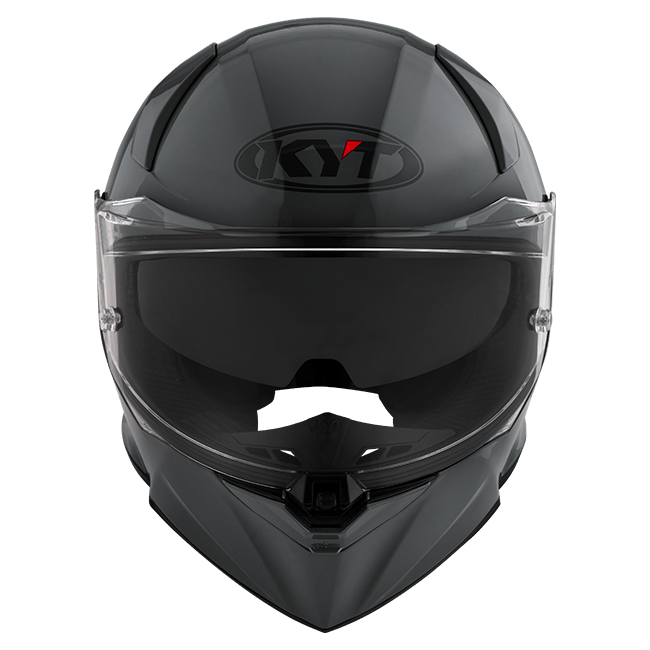 KYT R2R full-face helmet in plain grey, front three-quarter view