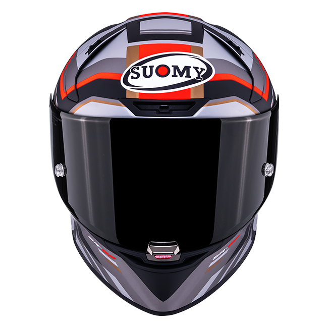 Suomy SR-GP Evo full-face racing helmet in Infrared matte grey, red and black