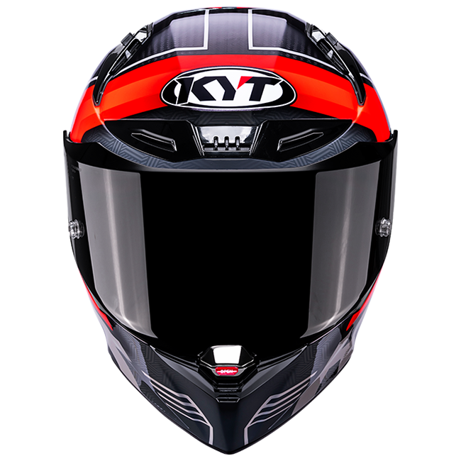 KYT R1R full-face racing helmet in Carbon Accelerator Red finish, SKU Y6R10003