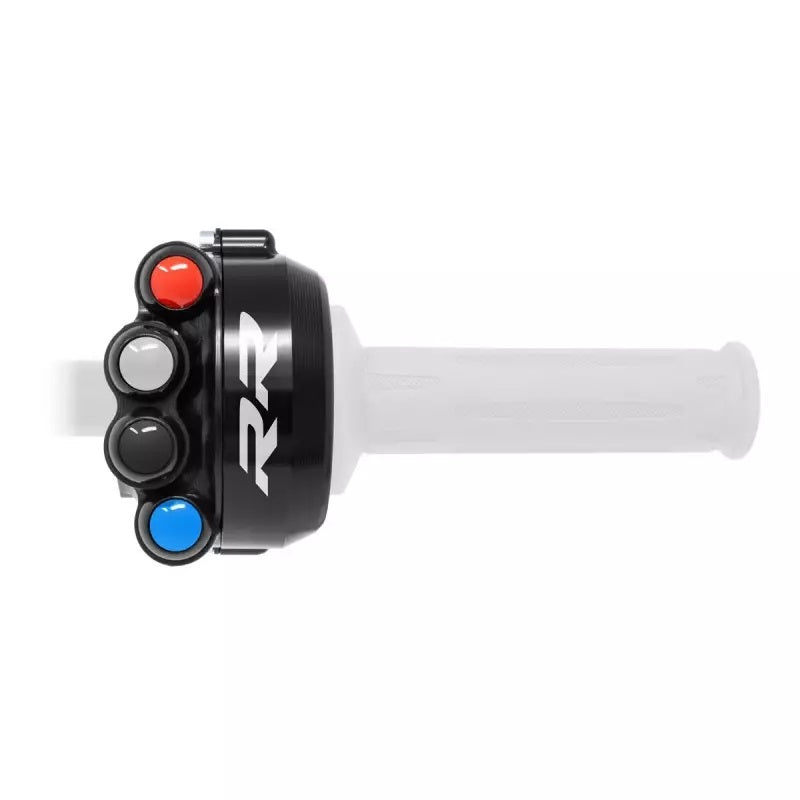JetPrime race throttle housing with handlebar switch for BMW M1000RR K66 in CNC machined 7075 aluminium