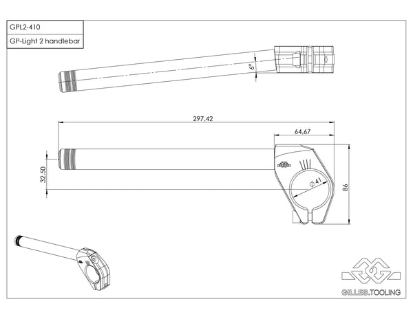 Gilles GPL2 clip-on handlebars, dimensions