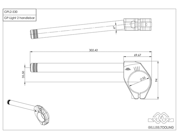 Gilles GPL2 clip-on handlebars, dimensions