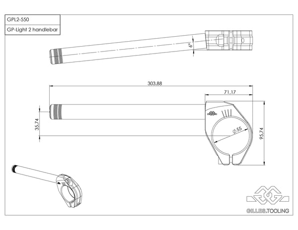 Gilles GPL2 clip-on handlebars, dimensions