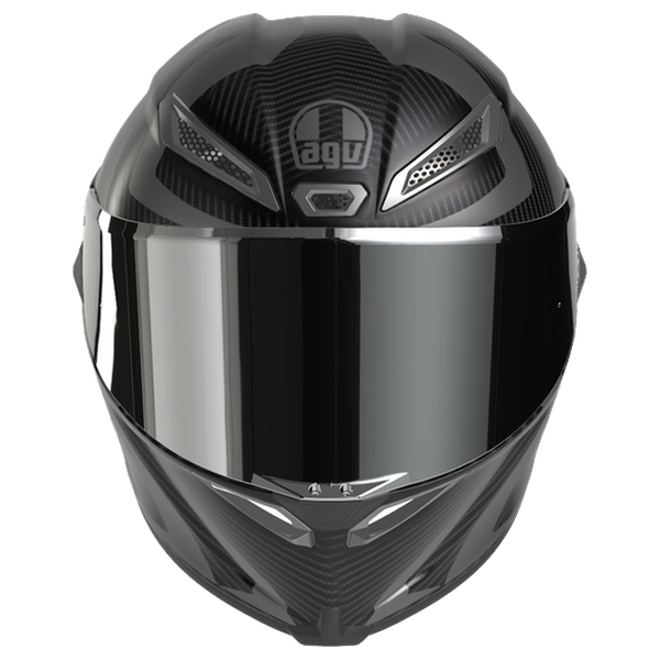 AGV Pista GP RR S Intrepido Matt Carbon/Black/Silver full-face racing helmet, front view