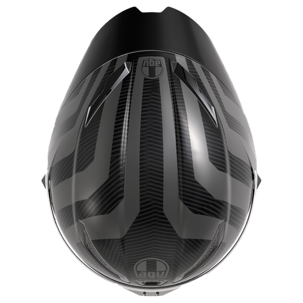 AGV Pista GP RR S Intrepido Matt Carbon/Black/Silver full-face racing helmet, top view