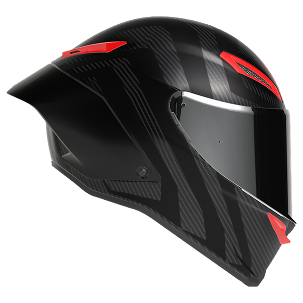 AGV Pista GP RR S Intrepido Matt Carbon/Grey/Red full-face racing helmet, side view
