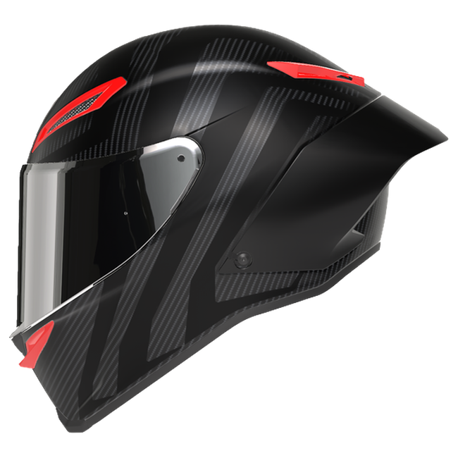 AGV Pista GP RR S Intrepido Matt Carbon/Grey/Red full-face racing helmet, front three-quarter view