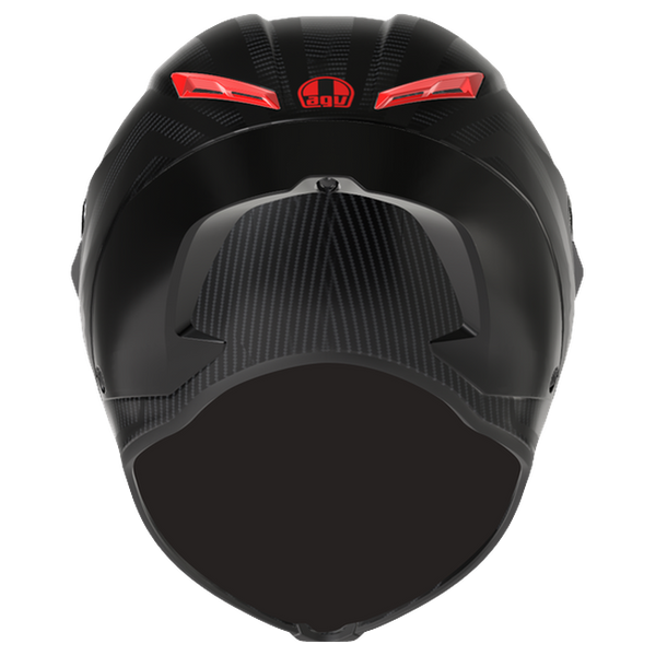 AGV Pista GP RR S Intrepido Matt Carbon/Grey/Red full-face racing helmet, rear view