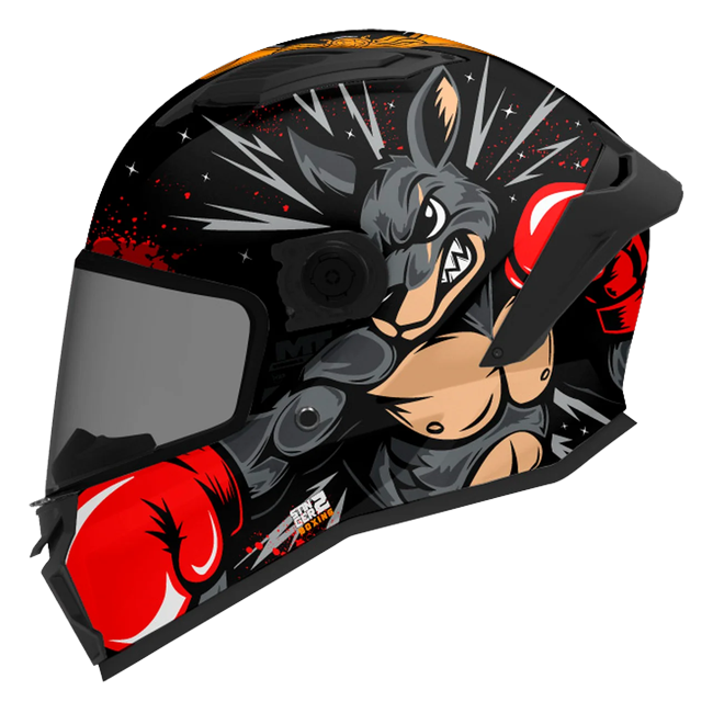 MT-Helmets Stinger 2 Kids Boxing B2 children's full-face helmet in gloss black — side view