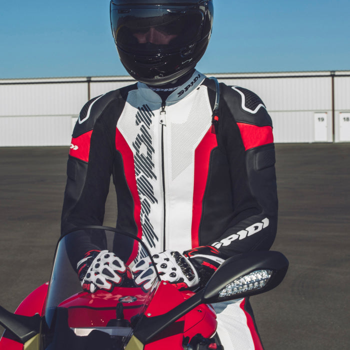 Spidi Laser Pro Perforated one-piece leather race suit in red, men's, part Y154014