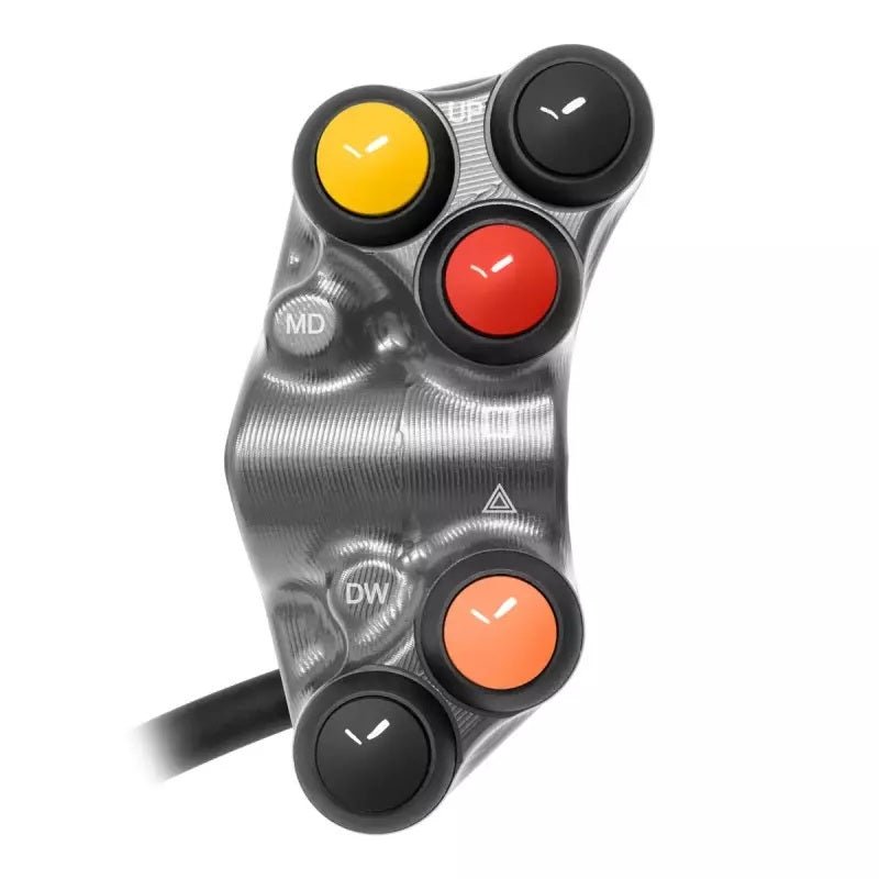 JetPrime JP PLS 056 left handlebar switch for Ducati Panigale V4/S/R 2025-2026 in titanium finish