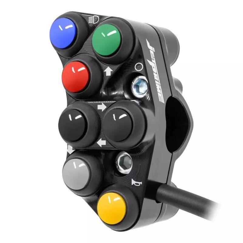 JetPrime JP PLS 056 left handlebar switch for Ducati Panigale V4/S/R 2025-2026 in titanium finish