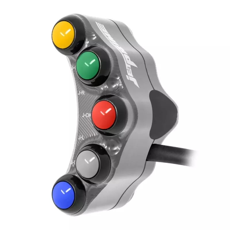 JetPrime JP PLSR 009 RF left race handlebar switch for Aprilia RSV4 in black anodised aluminium