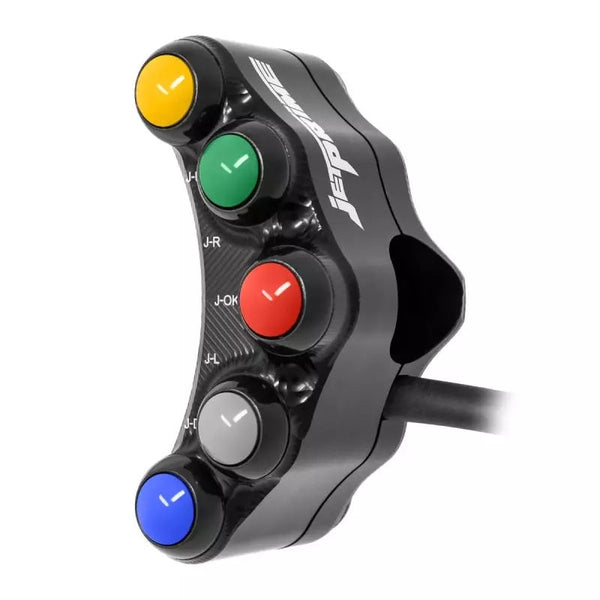 JetPrime JP PLSR 009 RF left race handlebar switch for Aprilia RSV4 in black anodised aluminium