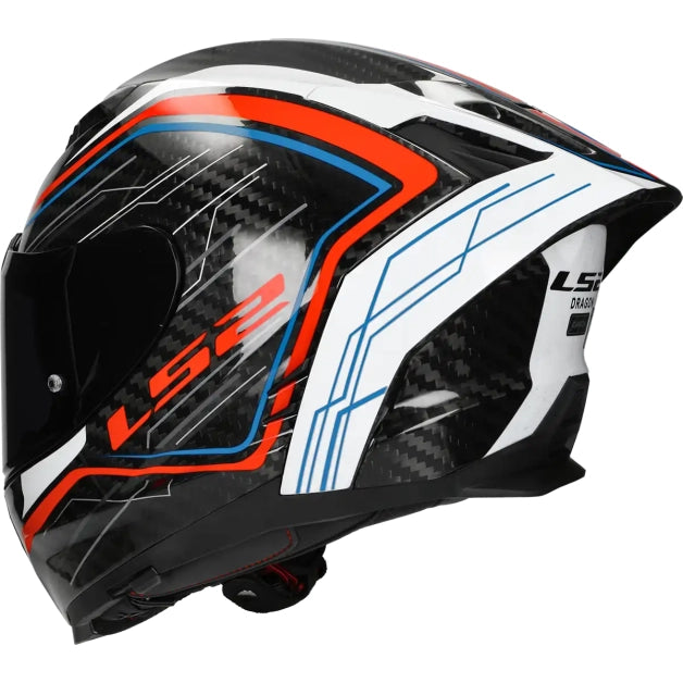 LS2 FF807 Dragon Carbon Helmet – Subic Gloss Red/White – in use