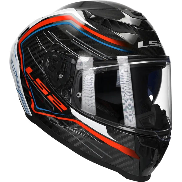 LS2 FF807 Dragon Carbon Helmet – Subic Gloss Red/White – in use