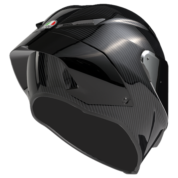 AGV Pista GP RR S Mono Glossy Carbon full-face racing helmet, rear three-quarter view