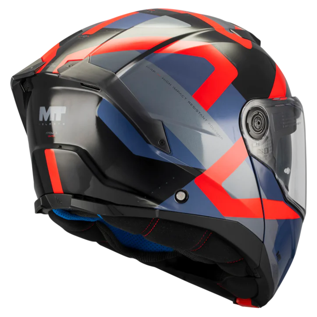 MT-Helmets Atom 2 SV Dexter B15 Flip-Up Helmet – Gloss – rear three-quarter view