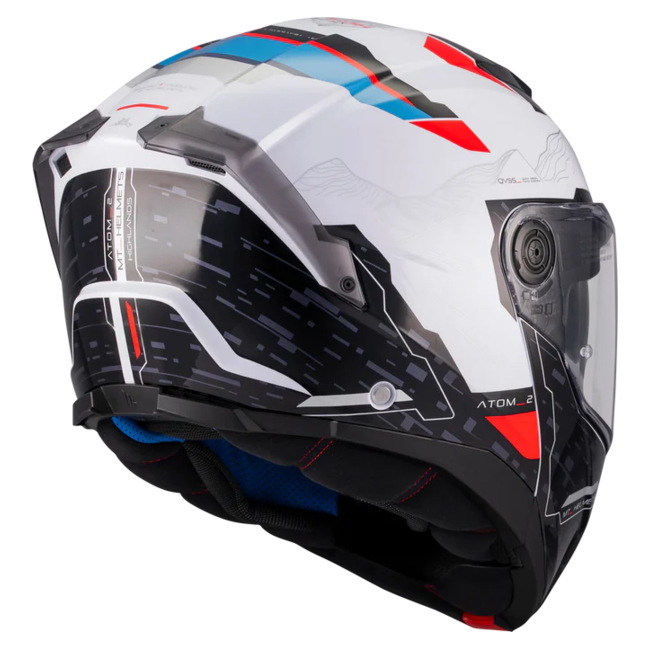 MT-Helmets Atom 2 SV Highlands A7 Flip-Up Helmet – Gloss – rear three-quarter view