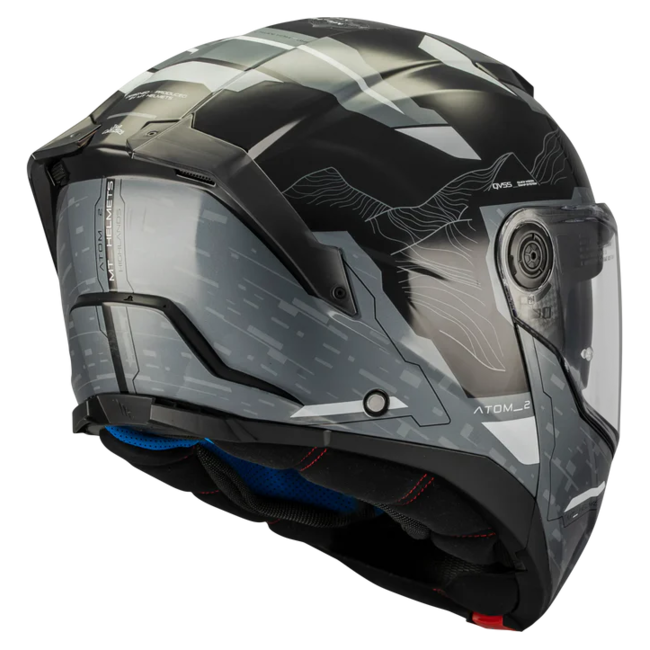 MT-Helmets Atom 2 SV Highlands C2 Flip-Up Helmet – Gloss – rear three-quarter view