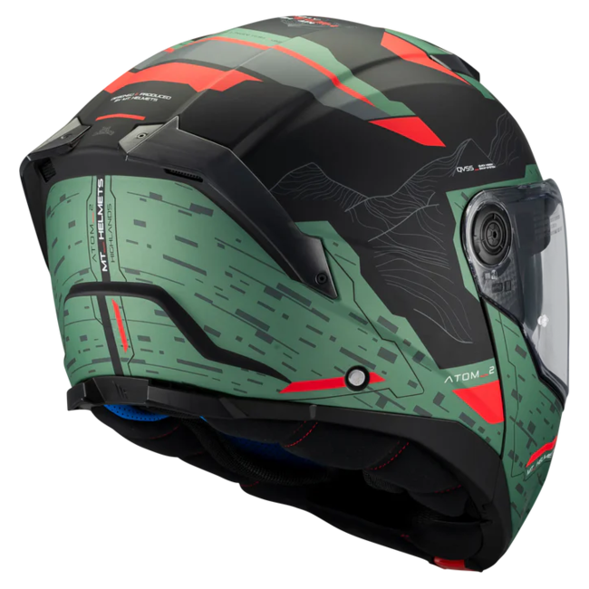 MT-Helmets Atom 2 SV Highlands C6 Flip-Up Helmet – Matt – rear three-quarter view