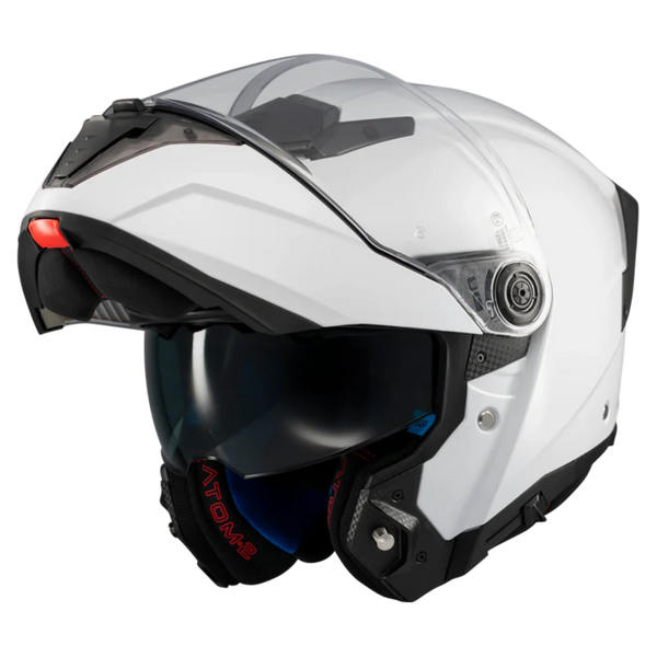 MT-Helmets Atom 2 SV Pure A0 Flip-Up Helmet – Gloss White – front three-quarter view