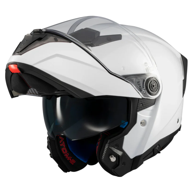 MT-Helmets Atom 2 SV Pure A0 Flip-Up Helmet – Gloss White – front three-quarter view
