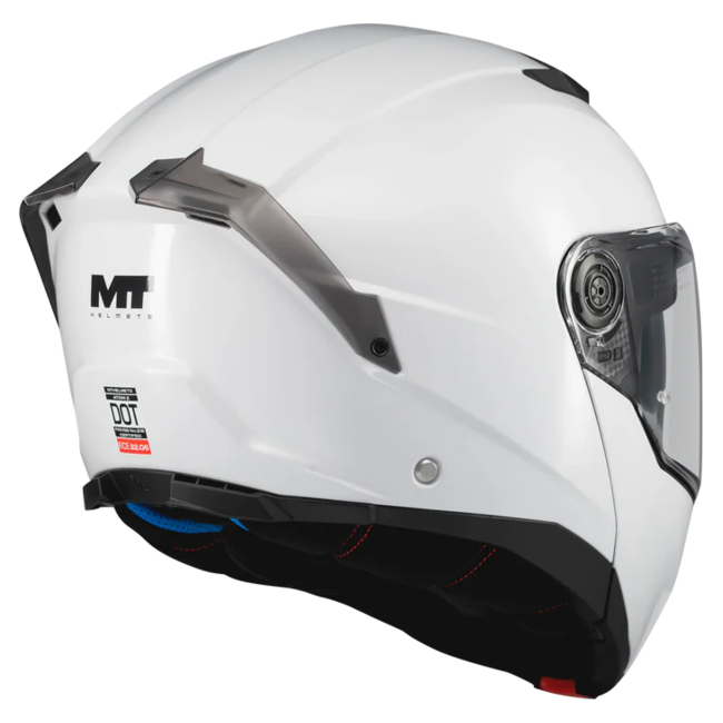 MT-Helmets Atom 2 SV Pure A0 Flip-Up Helmet – Gloss White – rear three-quarter view