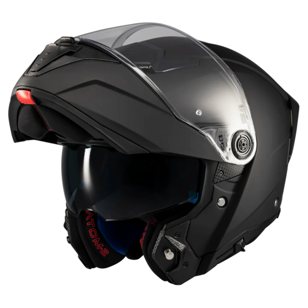 MT-Helmets Atom 2 SV Pure A1 Flip-Up Helmet – Matt Black – front three-quarter view